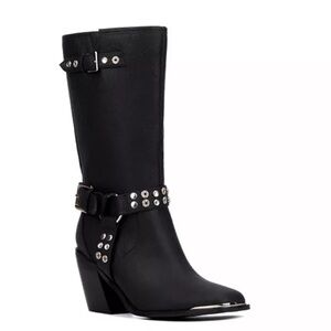 Olivia Miller Women's Tarot Card Tall Boot Black Studded chrome Women's size 7.5